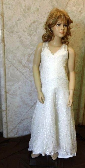 Lace open back flower girl dress with train