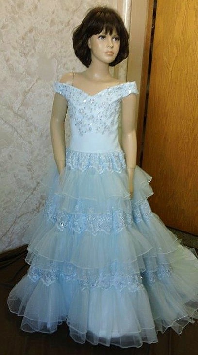 blue southern bell pageant gown