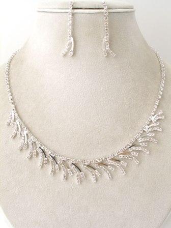 crystal necklace and earring set