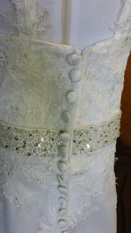 lace applique dress with sewn in jewel waist