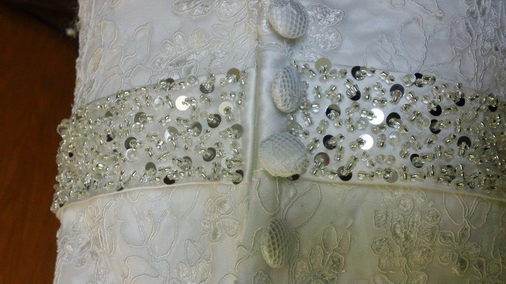 lace applique dress with sewn in jewel waist
