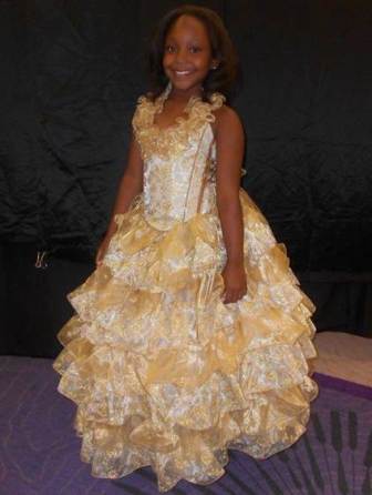 girls gold pageant dress
