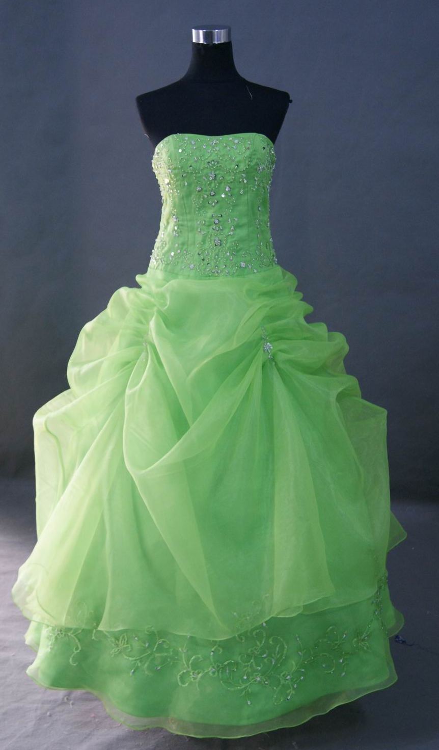 lime and silver prom dress