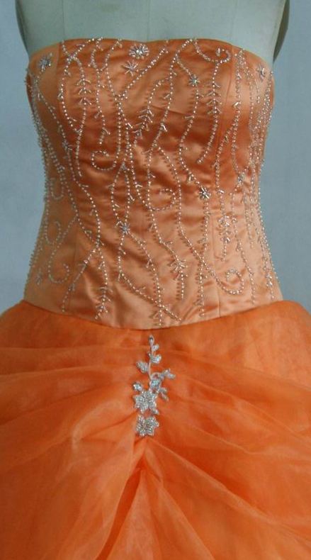 long orange prom dress