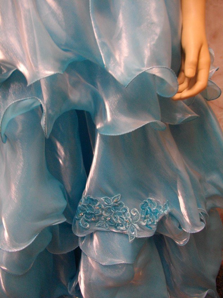 aqua pageant dress ruffle details