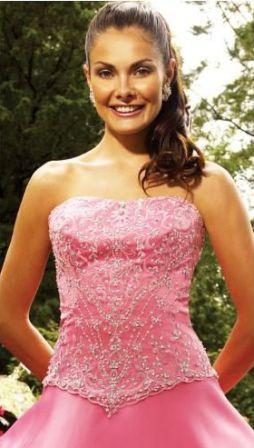 pink strapless prom dress