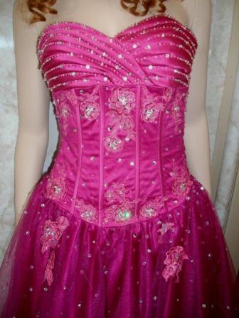 FUSHIA SATIN AND TULLE PROM GOWN