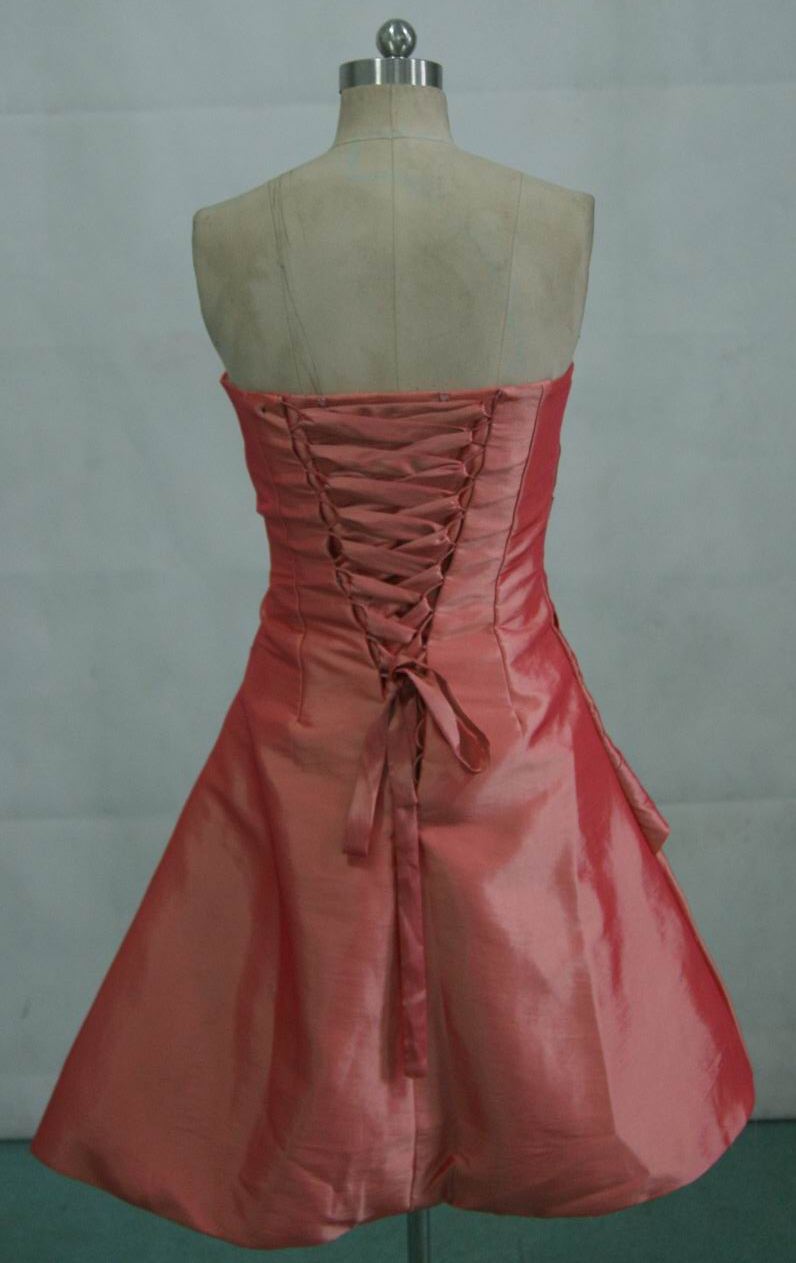 short peach bridesmaid dress