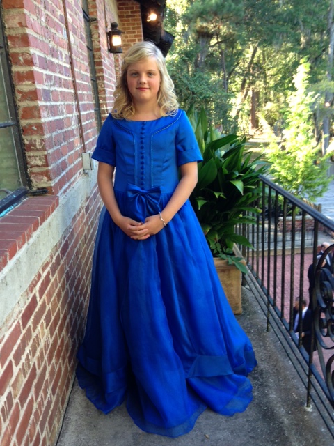 girls royal blue floor length gown