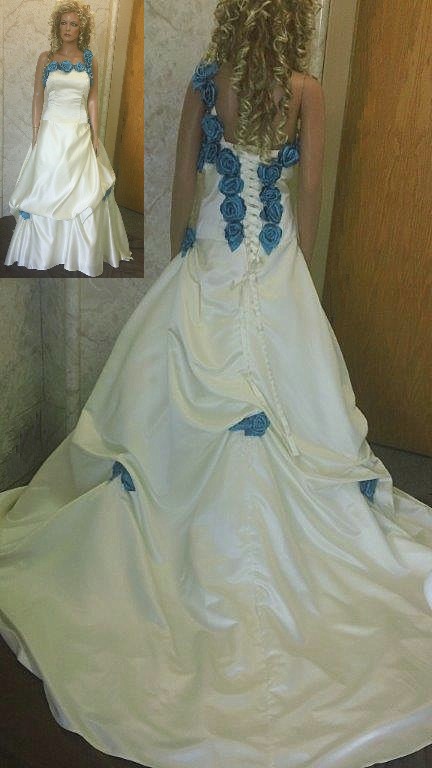 turquoise champagne wedding gown