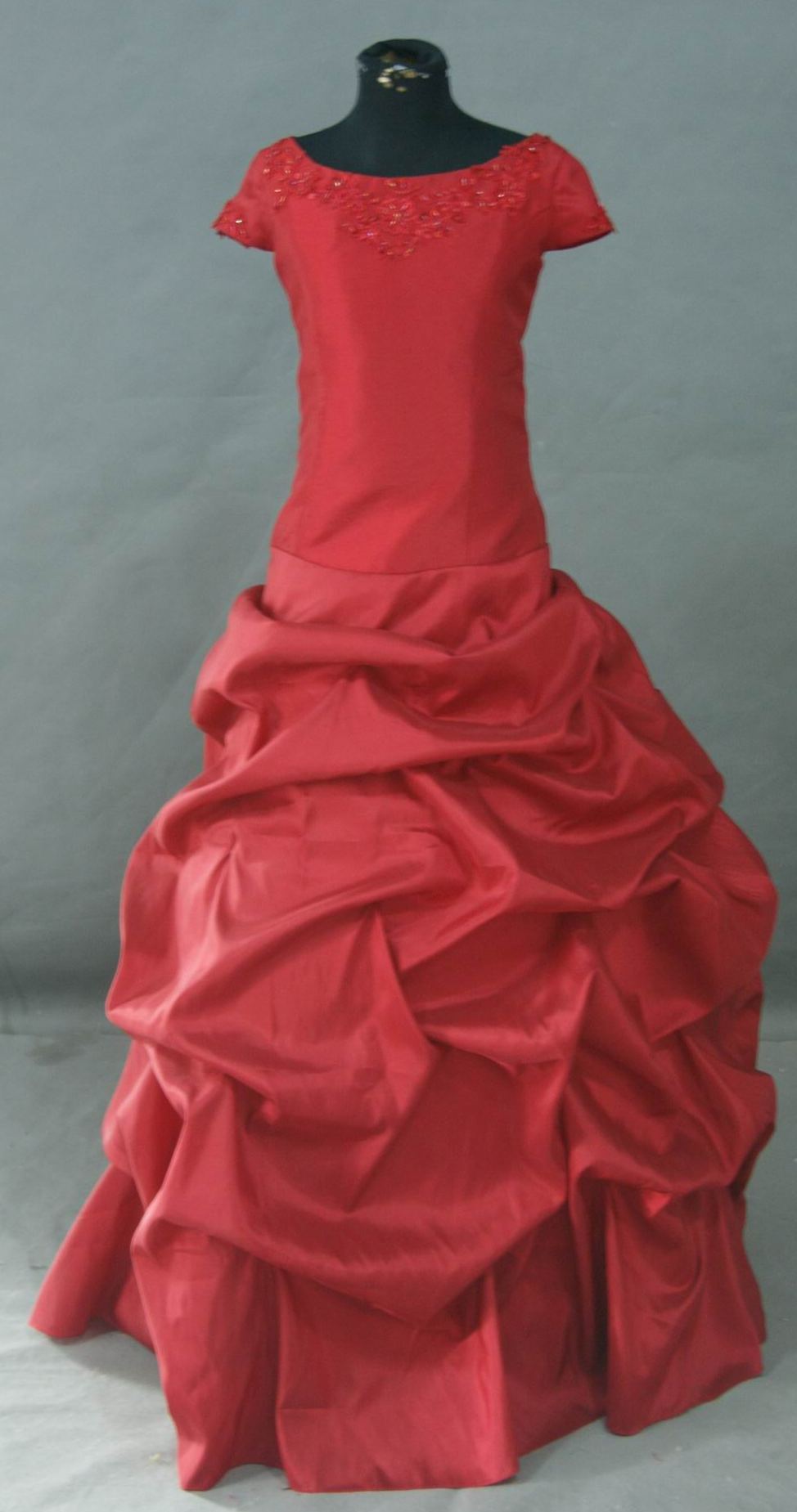 apple red  childrens ball gown gathered skirt