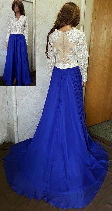 long sleeve lace prom dress