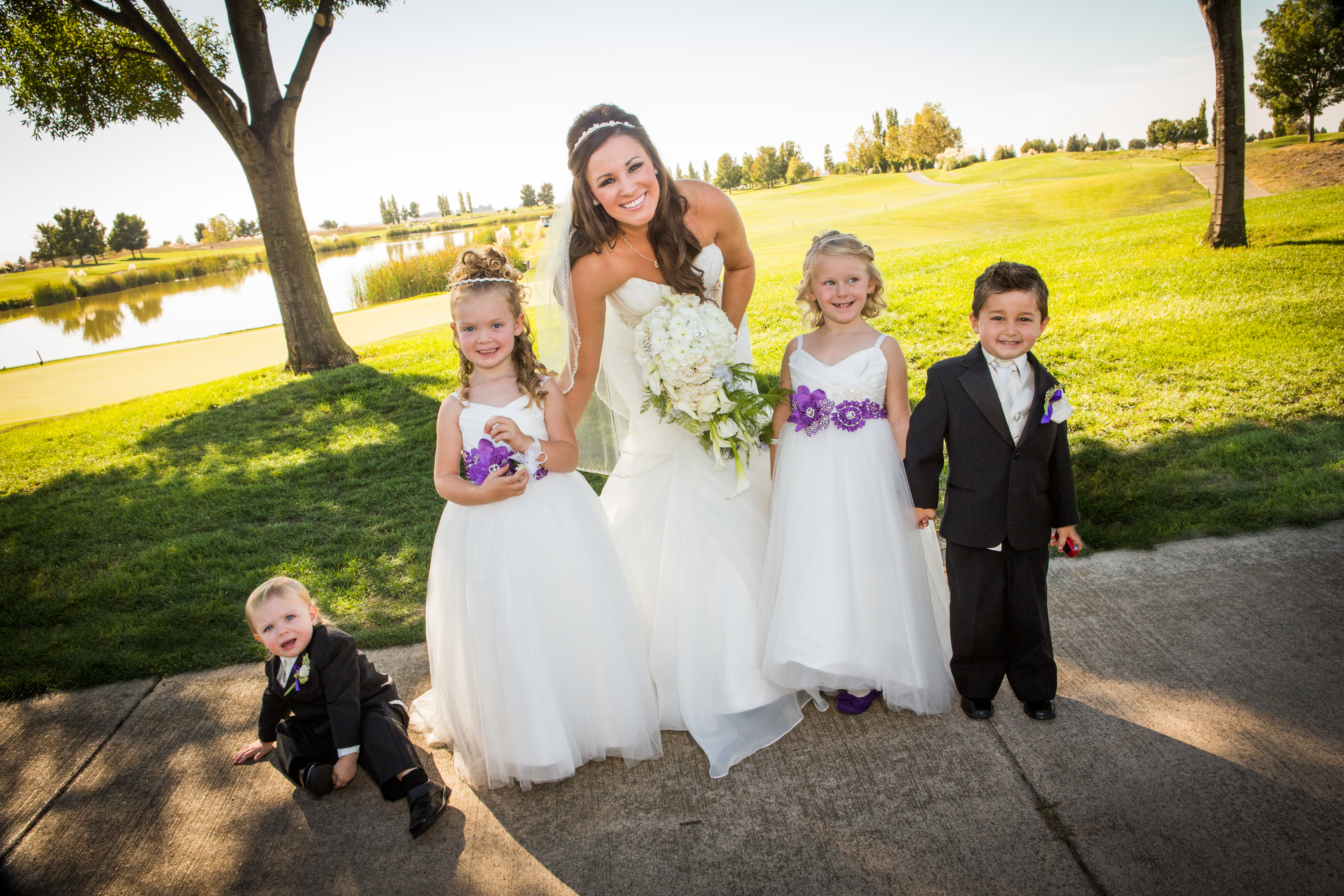 ivory and purple flower girl dresses