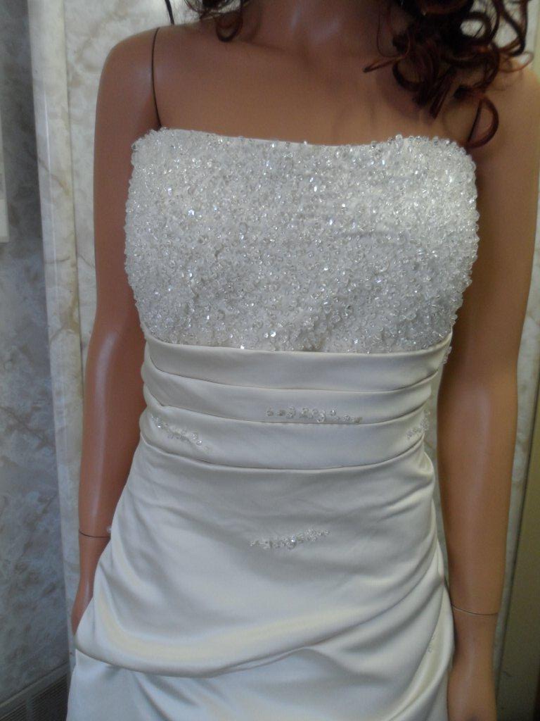wedding gown with pleated bodice