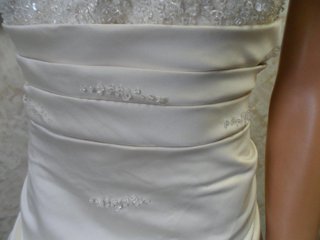 bridal gown with pleated folds waistline