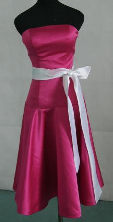 Azalea short bridesmaid dress with white sash