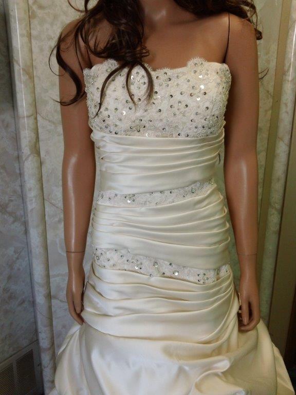 Strapless Ruched Dropped Waist Wedding Dresses