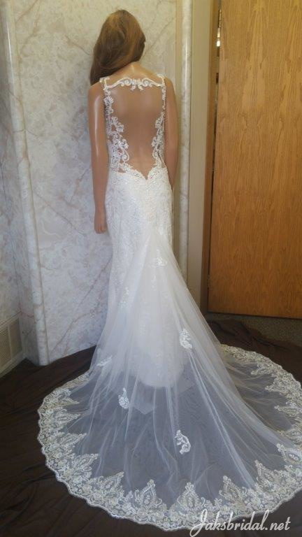 Illusion back sheath wedding dress
