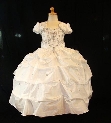 white pageant dress with bolero