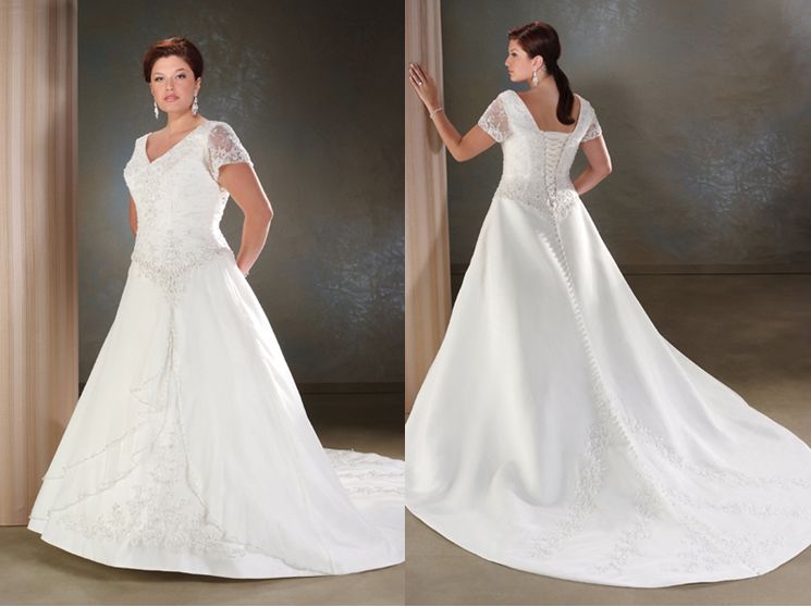 plus size wedding dress for less with short sleeves
