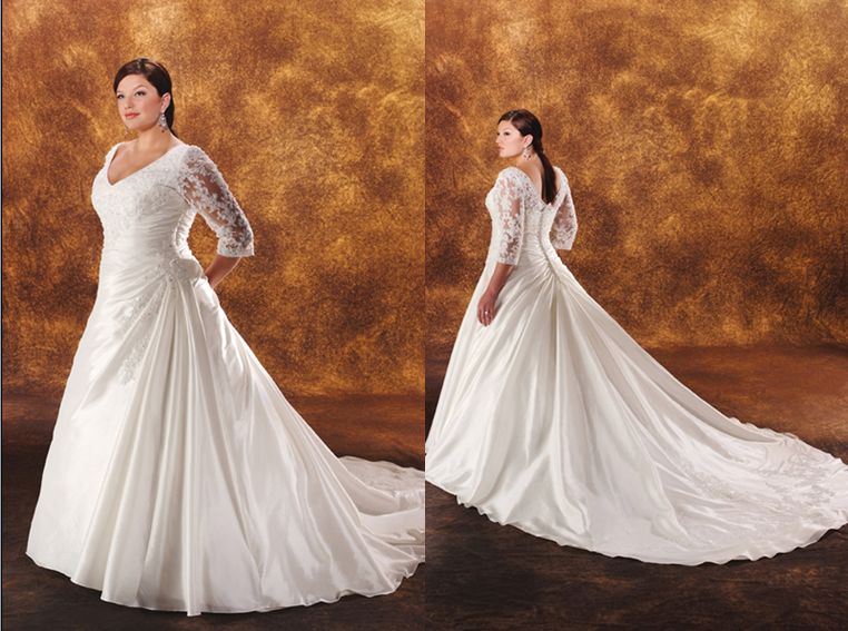 long sleeved plus size wedding gown under $400
