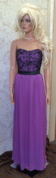 purple bridesmaid dress with black lace bodice