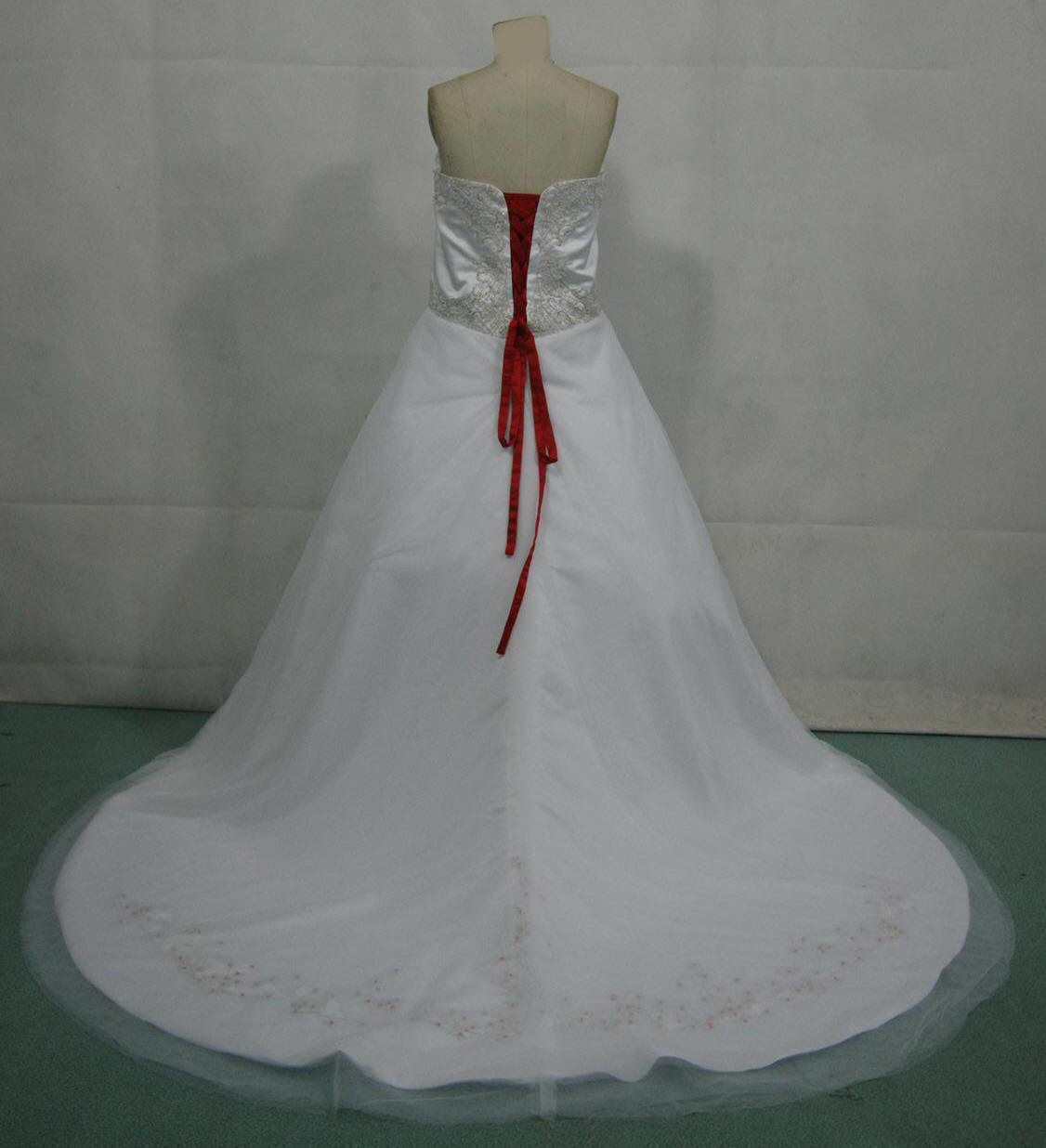 white red wedding dress