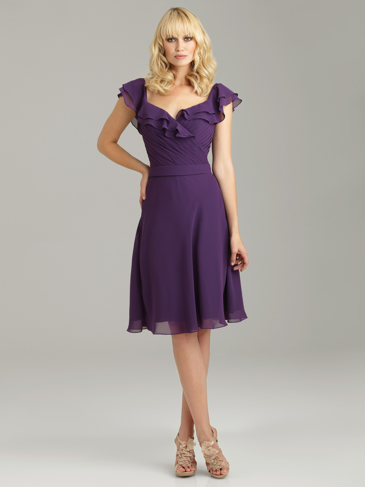 short purple bridesmaid dress 