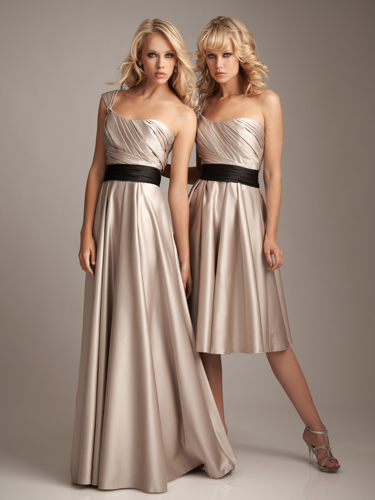 ivory and brown one shoulder bridesmaid dress 