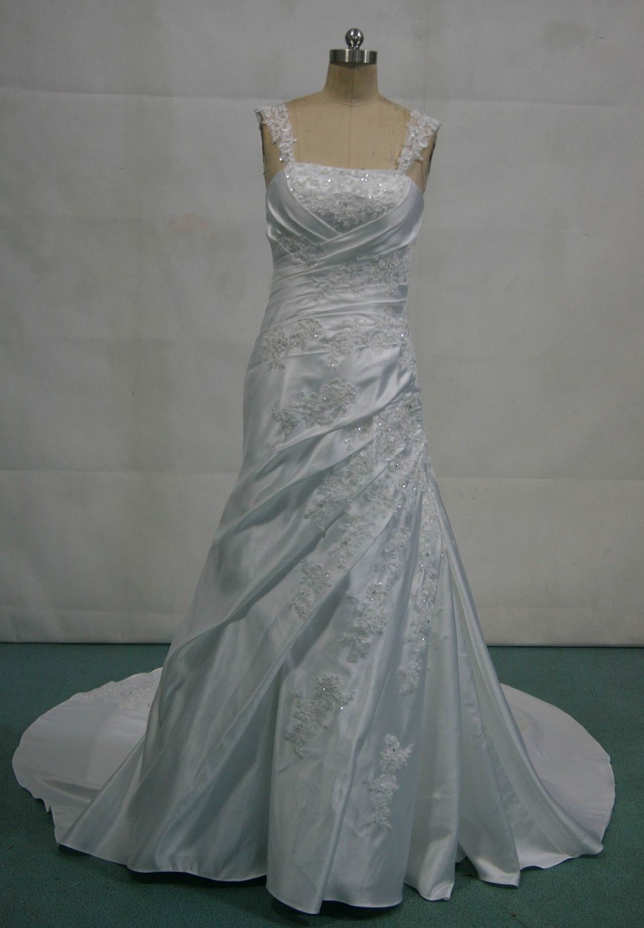 Draped A-line wedding gown