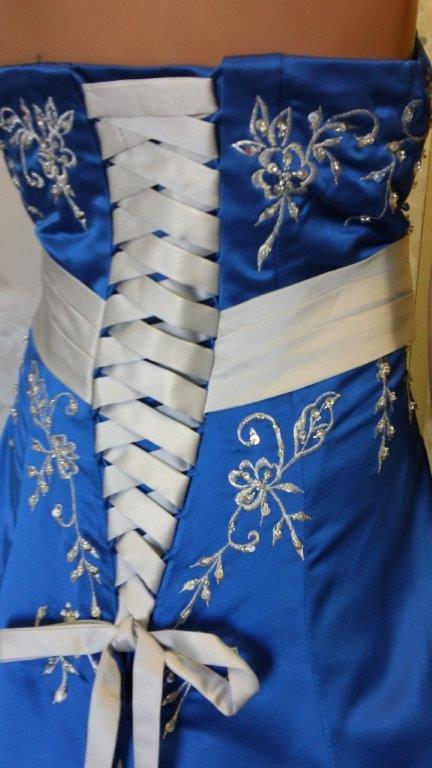 royal blue and silver wedding dress