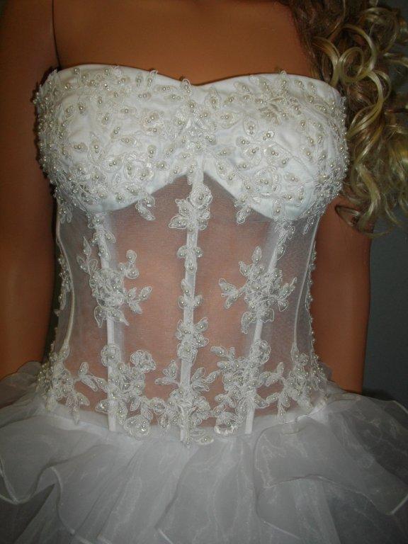 see thru corset organza wedding gown