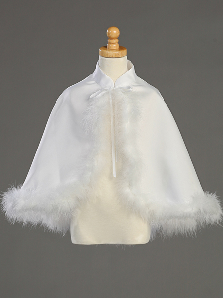 First Communion Satin and Marabou Cape 