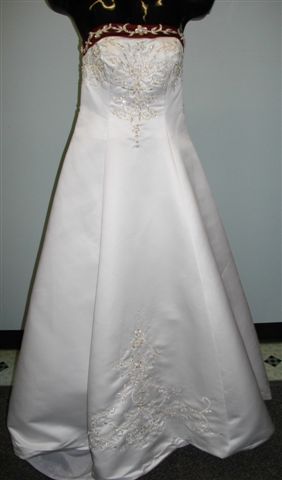 white dress with black contrasting trim beaded embroidery