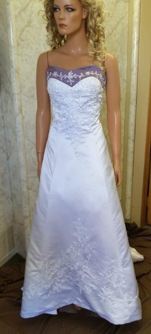 violet matching brides dress