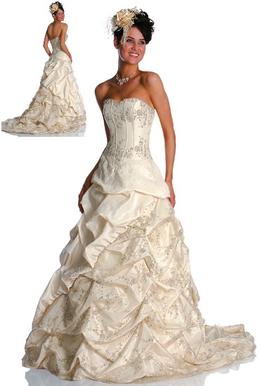 bridal dress with pick up skirt