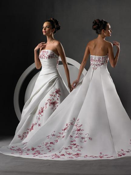 Colored wedding dresses - beaded with Merlot.