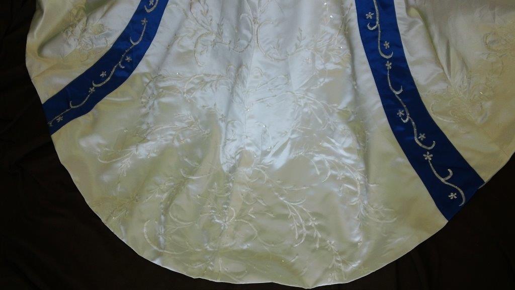 ivory and royal blue wedding dress