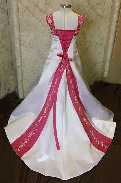 white raspberry wedding dress