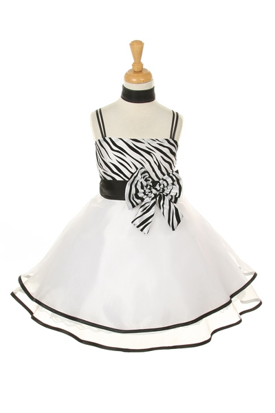 White and black Zebra Print Dresses For Kids 