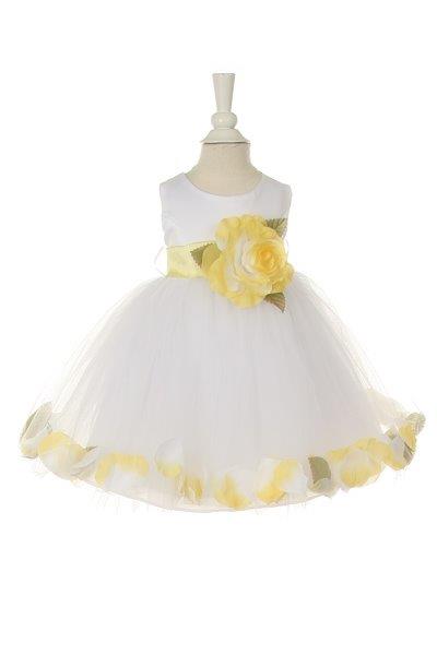 white dress with yellow petals