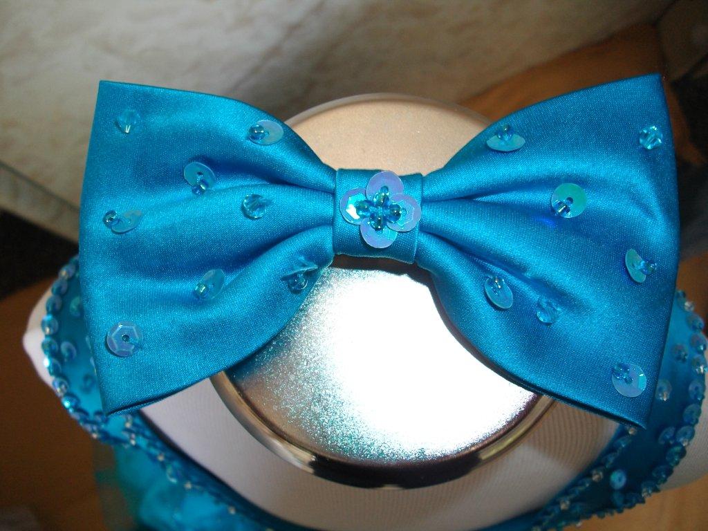 matching blue sequined hair bow