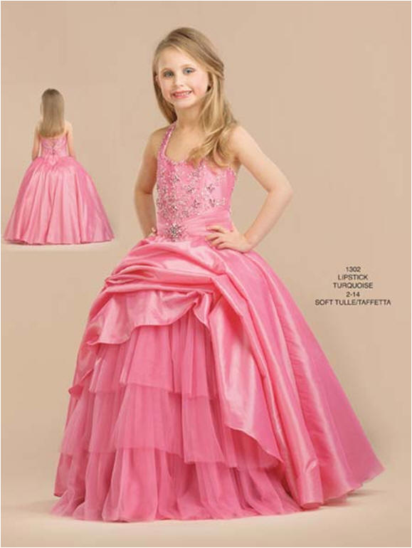 tulle ball gown with full, multi layered pageant gown