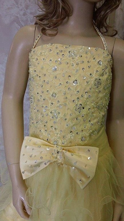 girls yellow pageant gowns