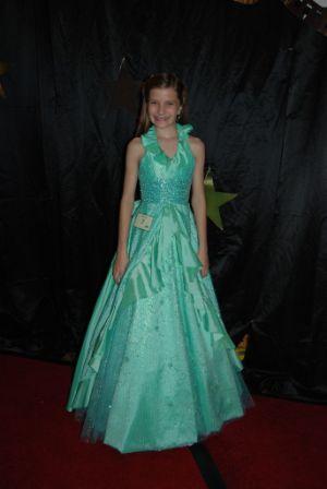 green and blue pageant dress