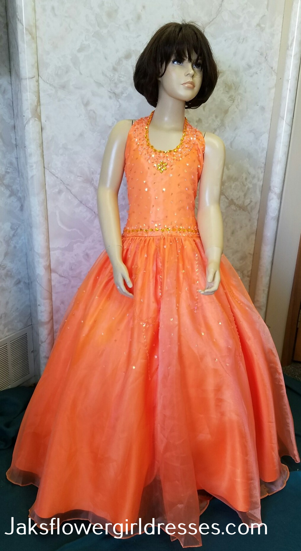 orange pageant dresses for girls 