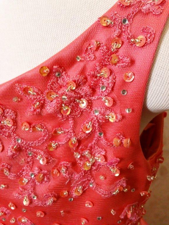 coral pageant dresses with embroiderey and beading