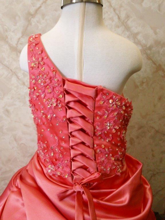 coral pageant dresses with corset lace up back