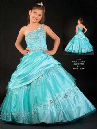 girls one shoulder beaded pageant dress