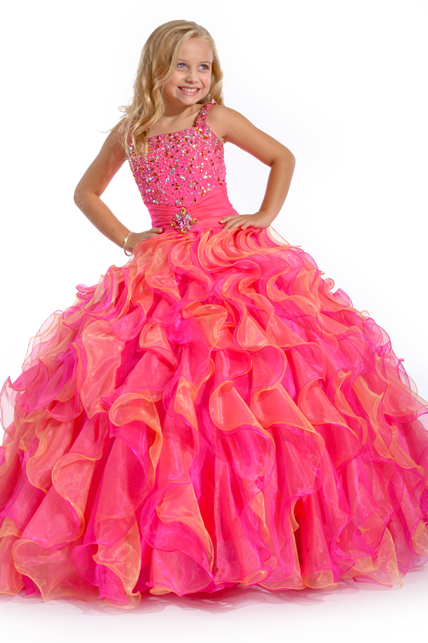 Two Tone Ruffled Skirt Pageant Dress
